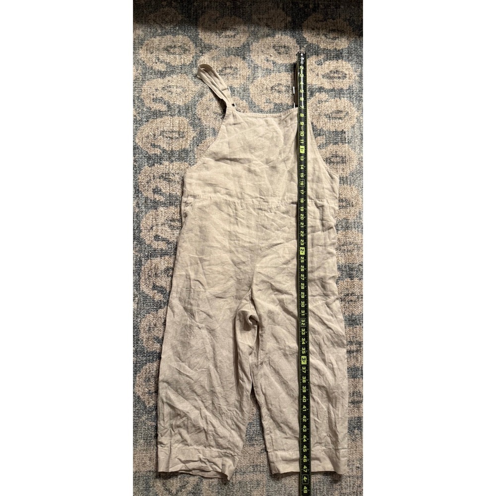 Eileen Fisher Cropped Organic Linen Overall Jumpsuit Medium Excellent Condition - Picture 4 of 7